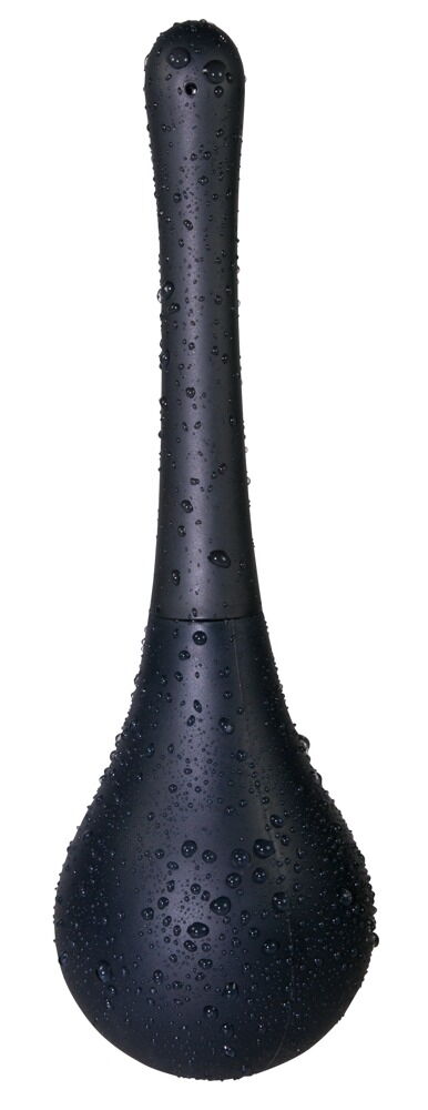 Analdusche-Ansatz mit geriffelter Oberfläche, schwarz, mit Wasserperlen
