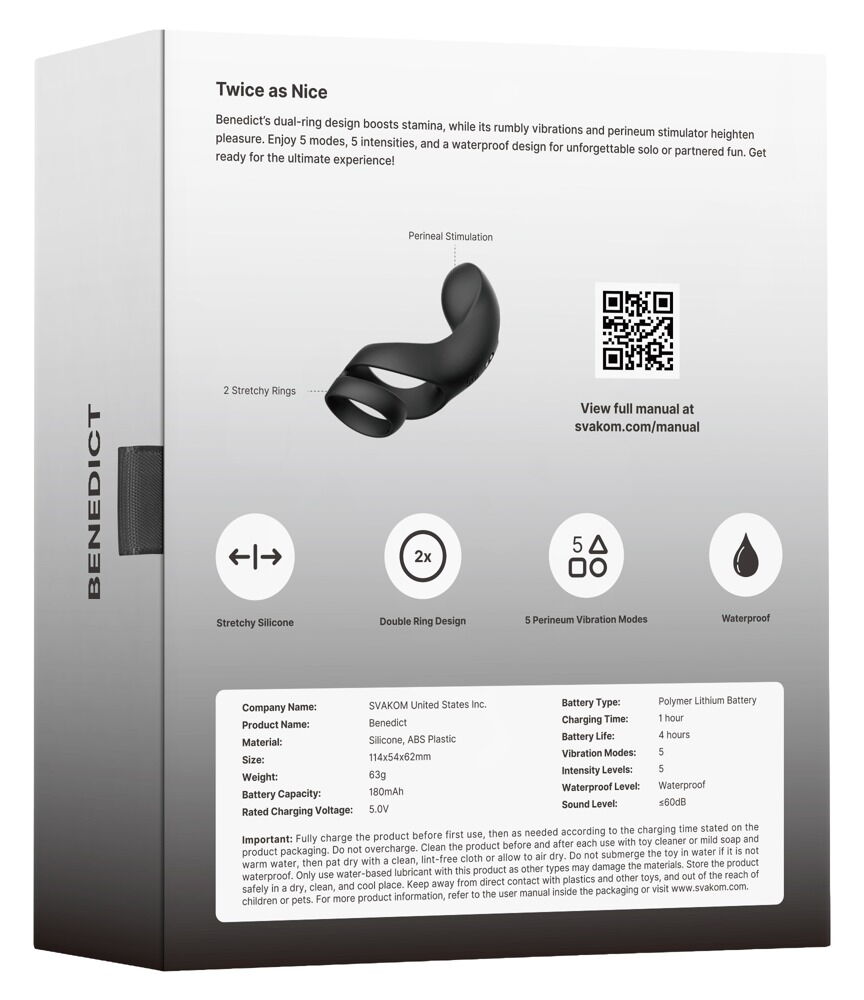 SVAKOM Benedict – Penis-/Hodenring mit Perineum-Vibrator – Penisring