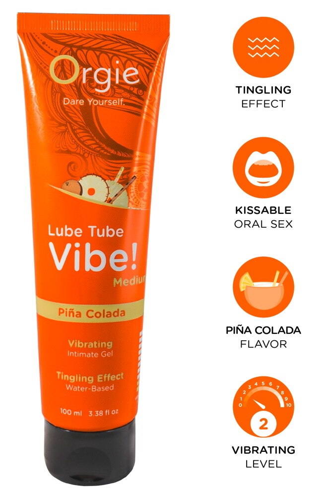 Orgie Lube Tube Vibe! Piña Colada – essbares Gleitgel mit Piña-Colada-Geschmack, 100 ml – Produktbild 2
