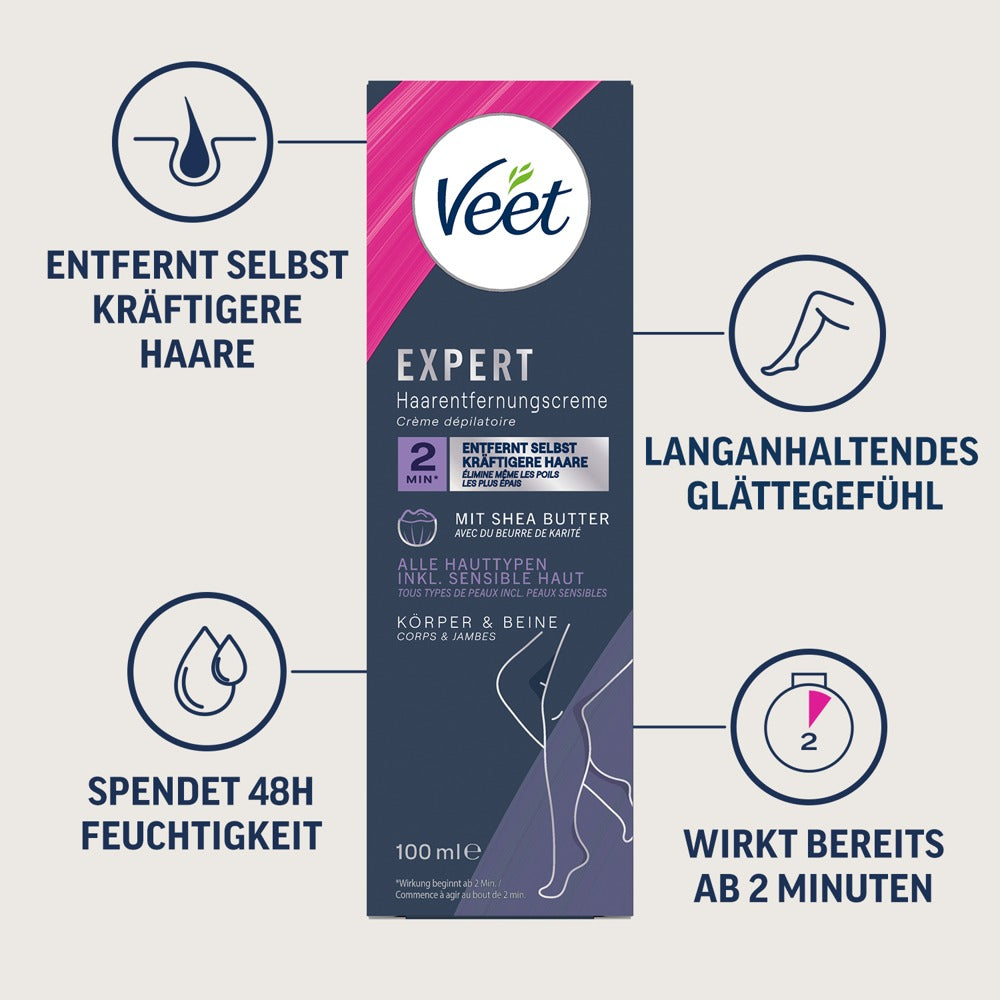 Veet EXPERT – Haarentfernungscreme, 100 ml – Produktansicht