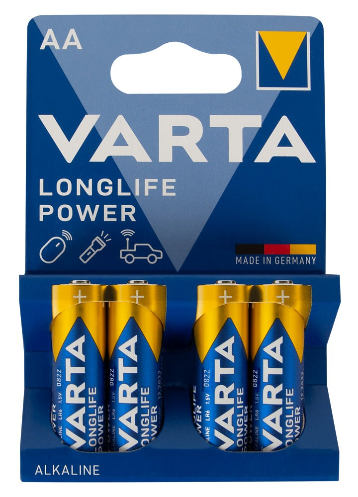 VARTA – Batterien in verschiedenen Bauformen – AA – 1,5 V – 4 Stück – Produktansicht