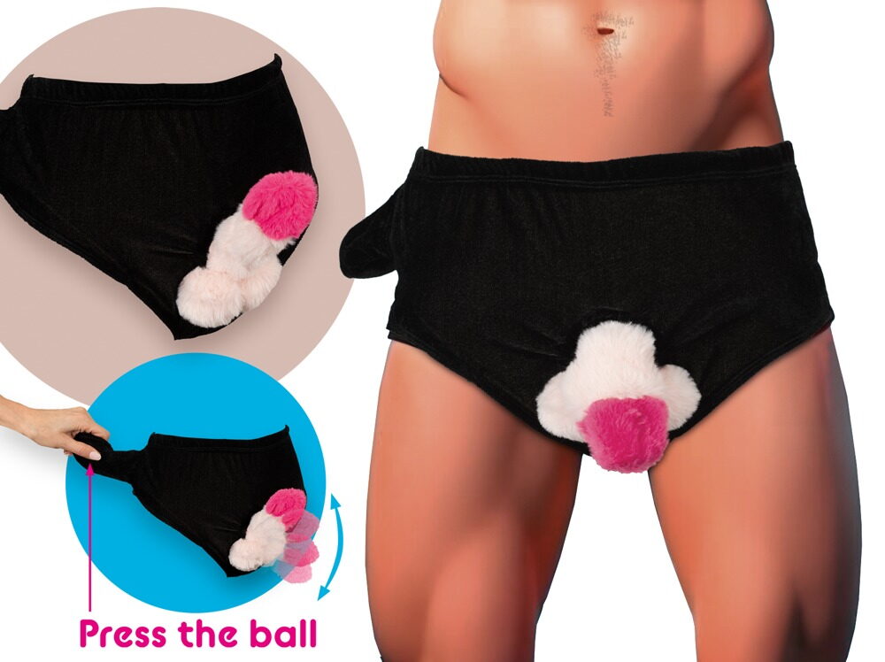 Gag-Slip mit beweglichem Plüsch-Penis – Produktansicht