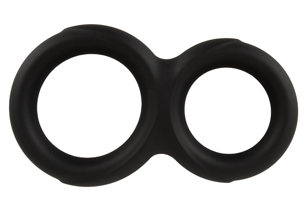 Schwarzer Doppel-Cockring mit zwei kreisrunden Ringen nebeneinander